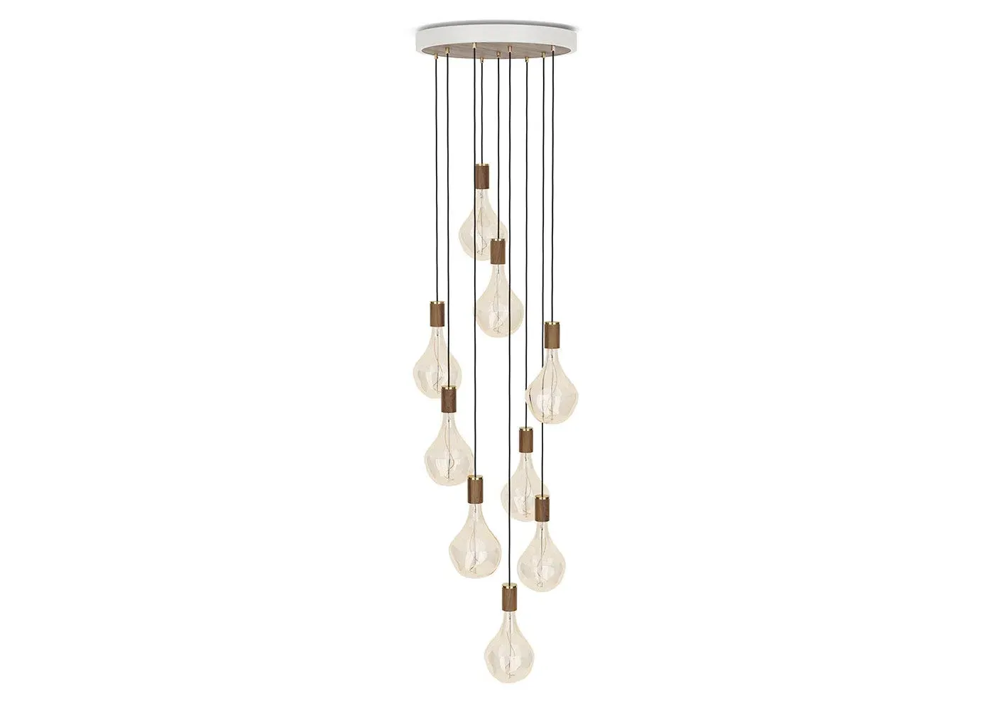 9-Light Pendant Chandelier - White, Walnut