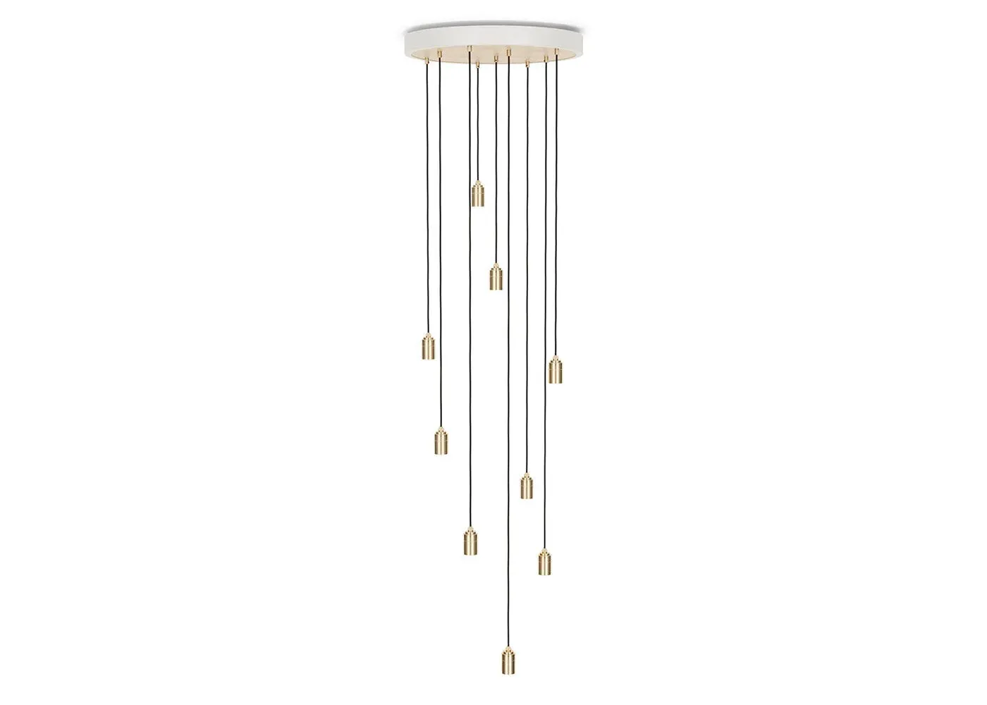 Large Canopy Light with 9 Pendants - White, Brass image