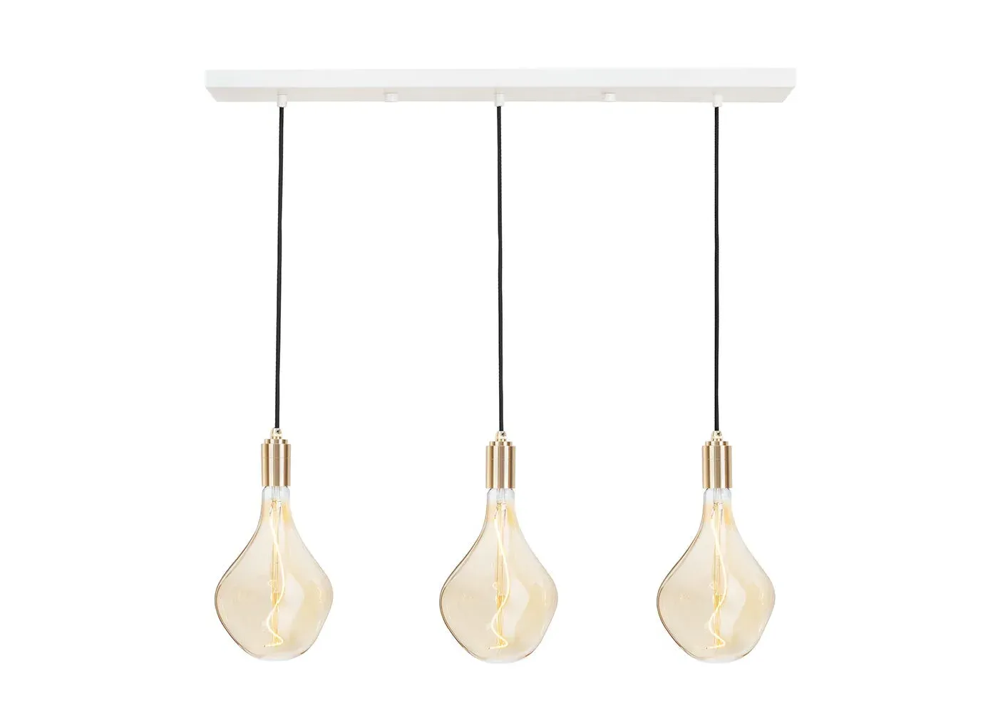 Triple Pendant Light with Canopy - White, Brass image