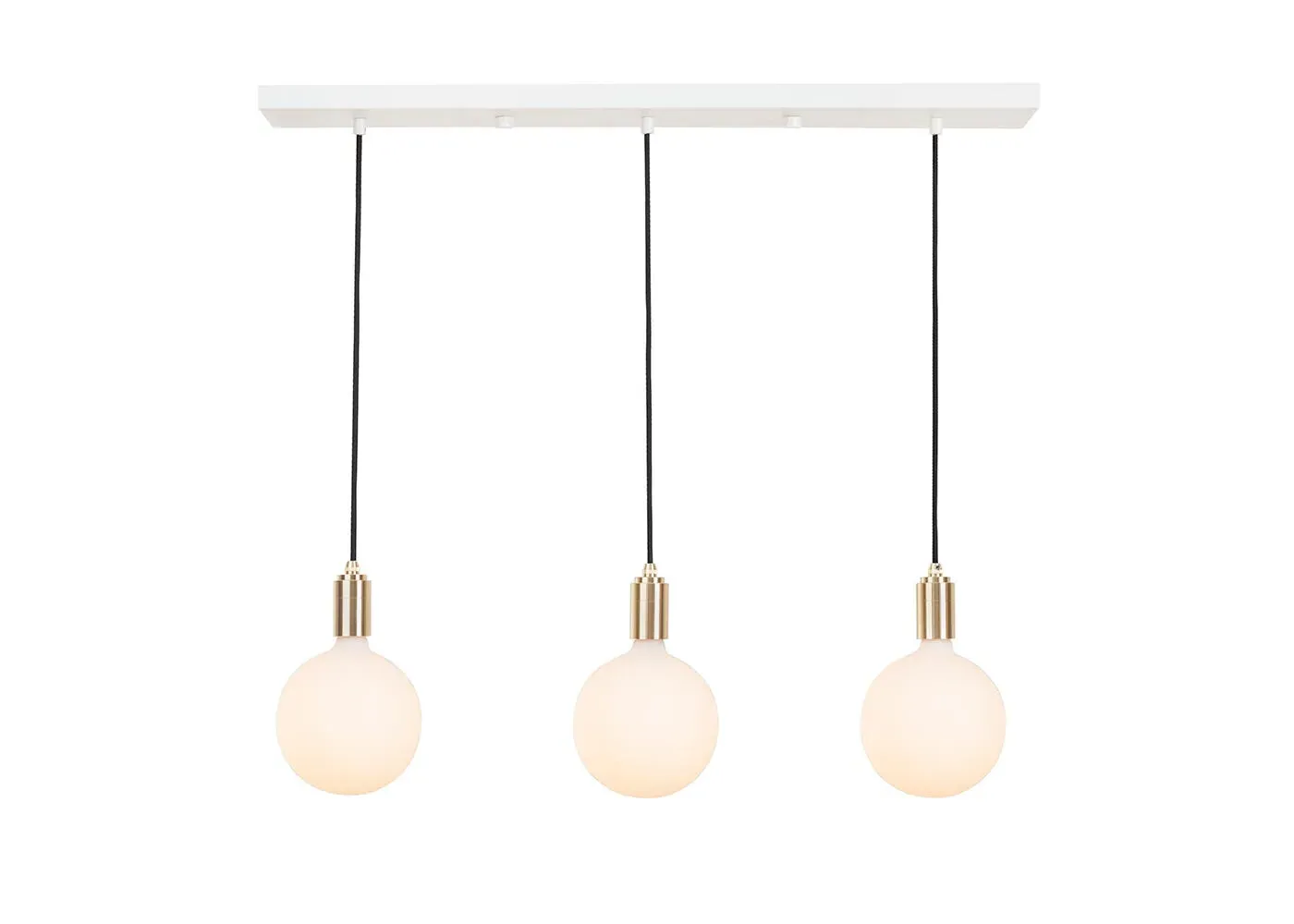 Triple Pendant Light with Canopy - White, Brass image