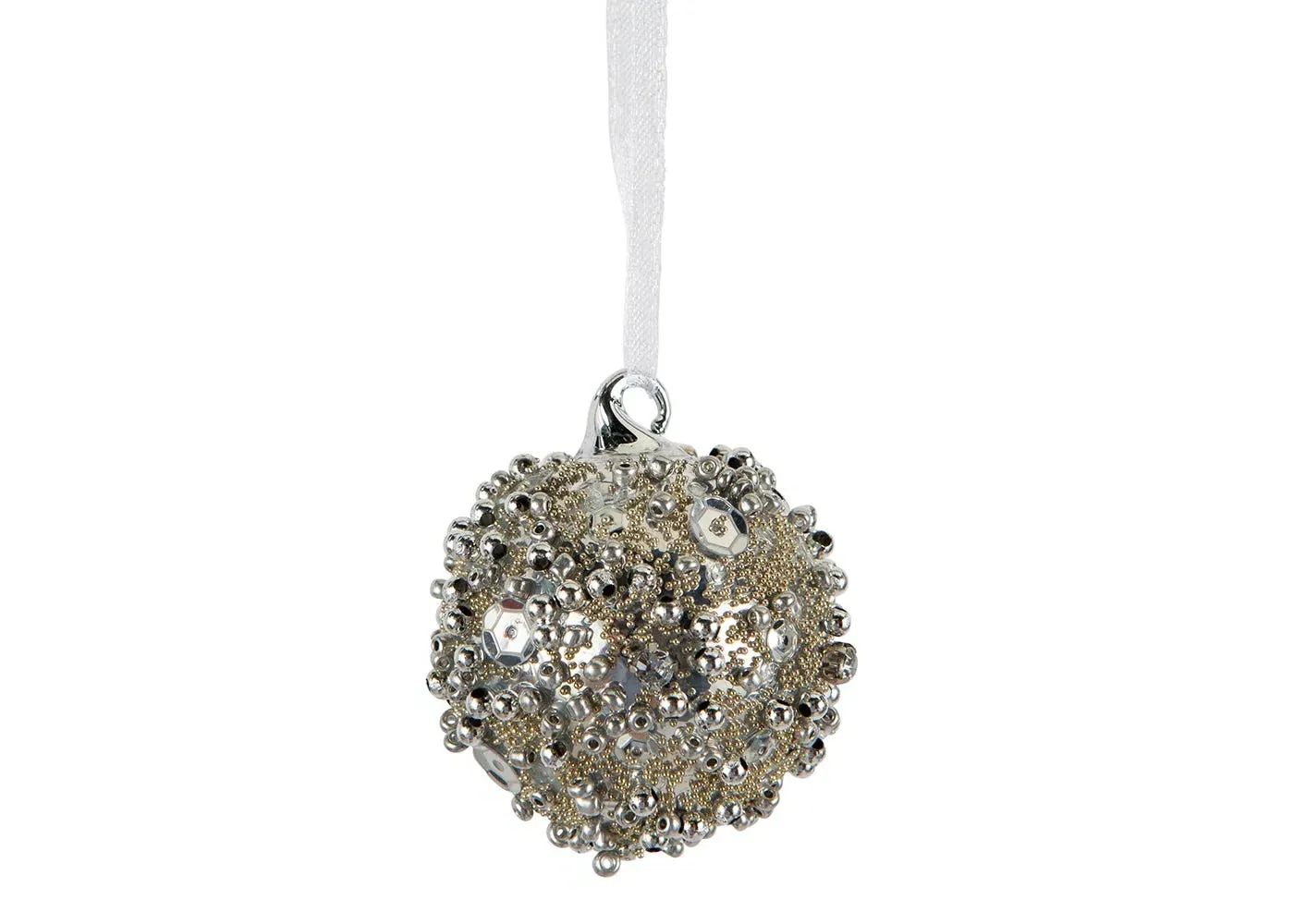 5cm Christmas Bauble Fully Encrusted - Silver image