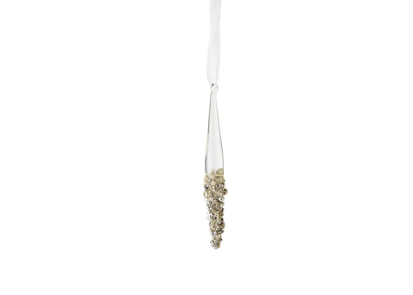 Pointed Drop Decoration with Encrusted Base - Clear image