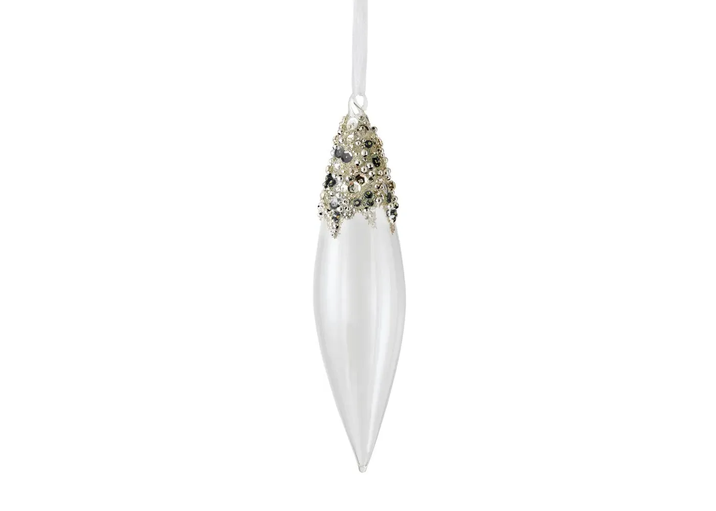 Pointed Drop Decoration with Encrusted Top - Clear image