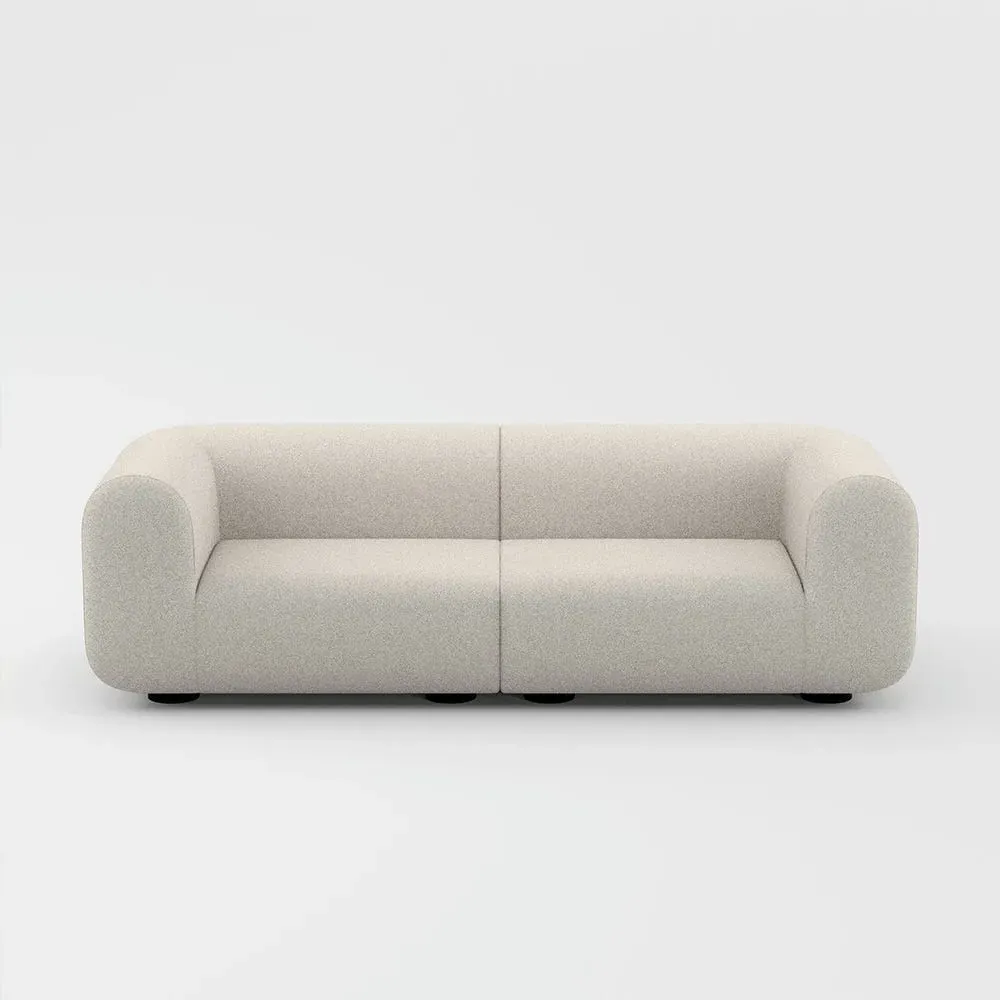 2.5-Seater Plump Sofa - White, Fabric