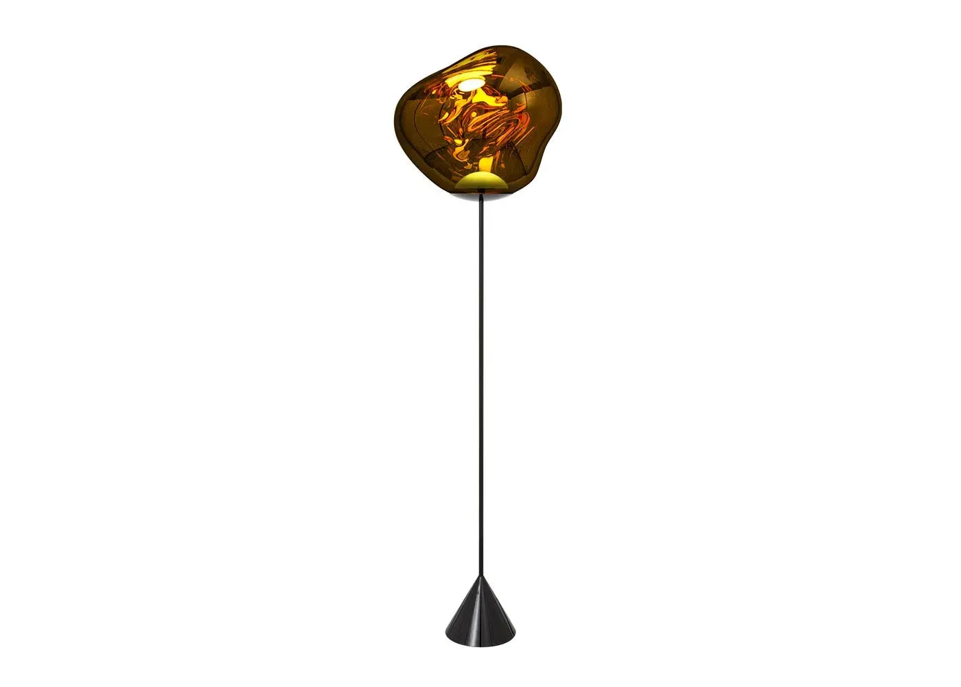 Cone LED Floor Lamp with Slim Base - Gold