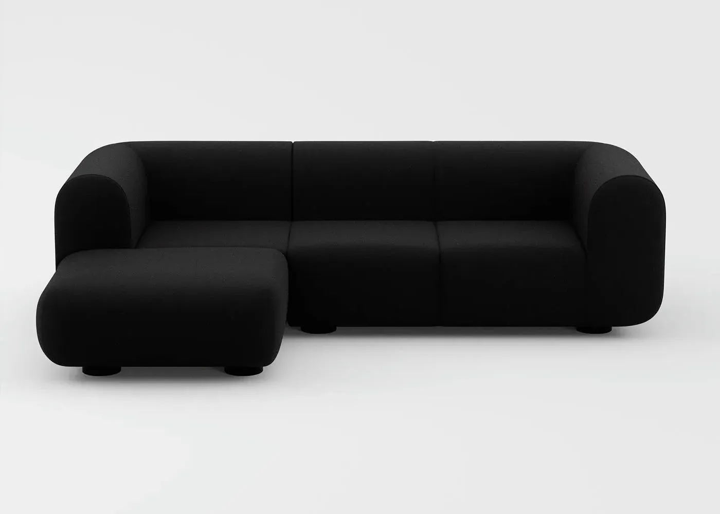 Corner Sofa with Black Legs - Black, Fabric