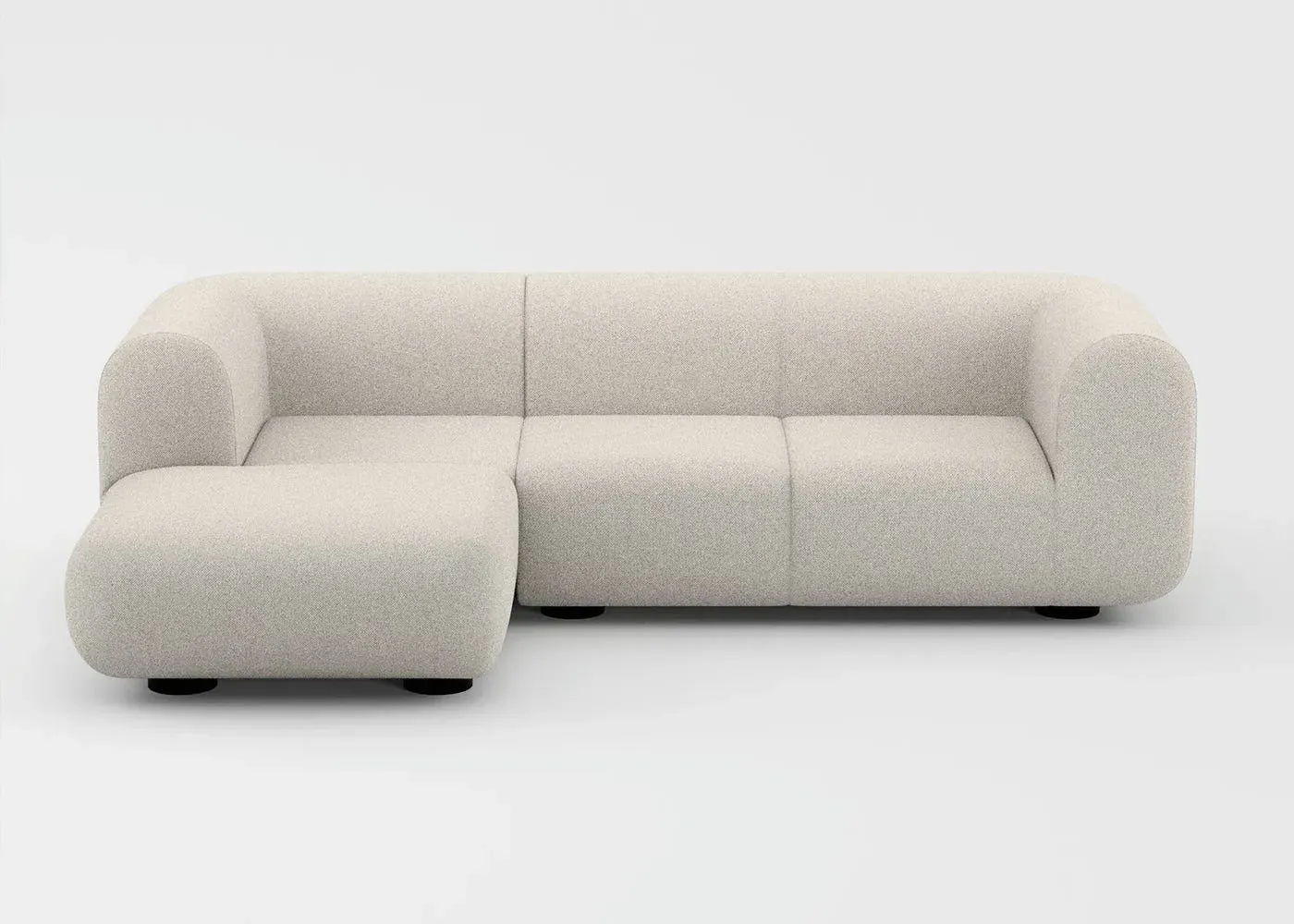 Corner Sofa with Black Legs - Cream, Fabric