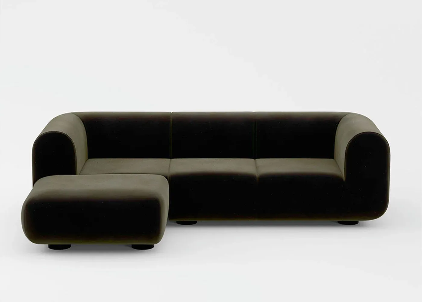 Corner Sofa with Black Legs - Green, Fabric image