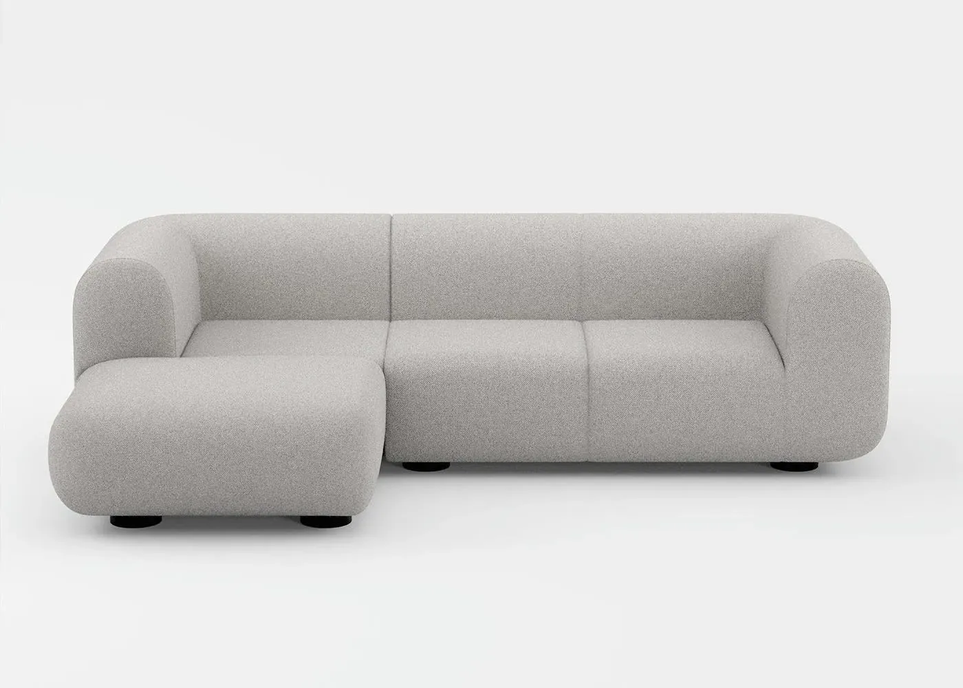 Corner Sofa with Black Legs - Grey, Fabric