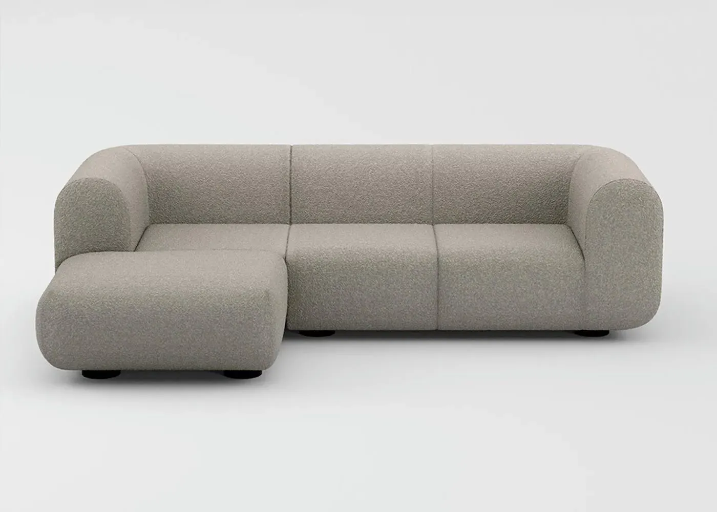 Corner Sofa with Black Legs - Natural, Fabric