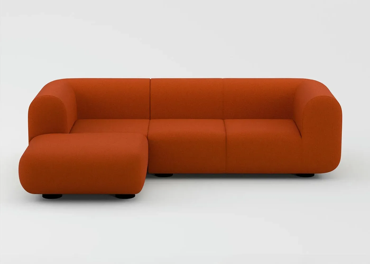 Corner Sofa with Black Legs - Orange, Fabric