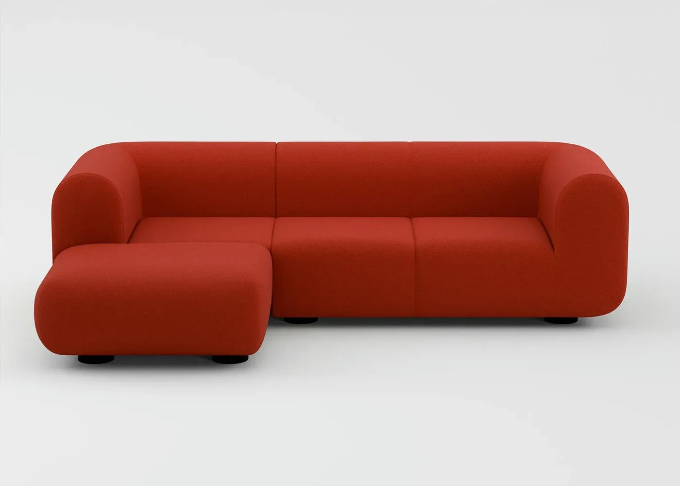 Corner Sofa with Black Legs - Red, Fabric