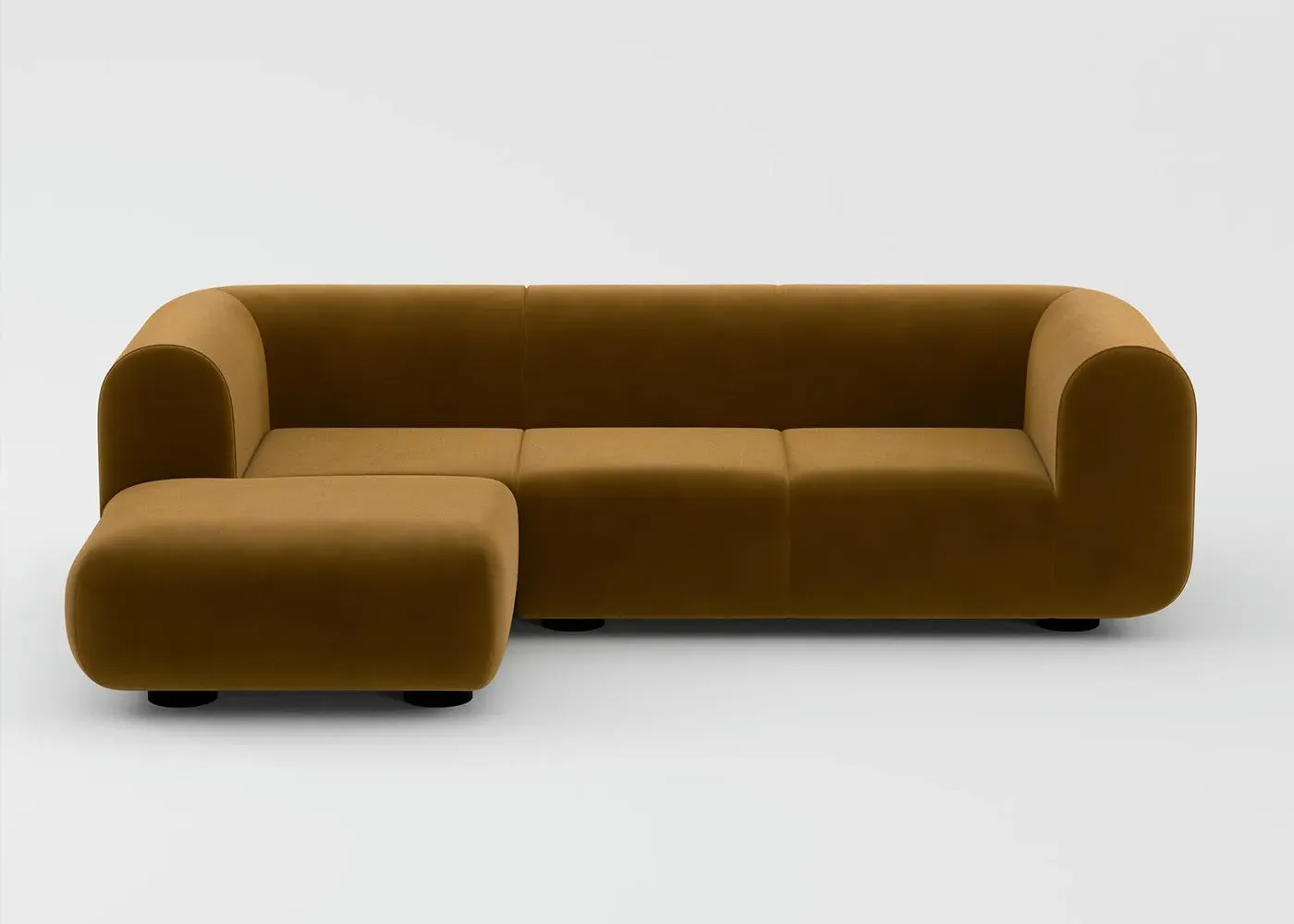 Corner Sofa with Black Legs - Yellow, Fabric
