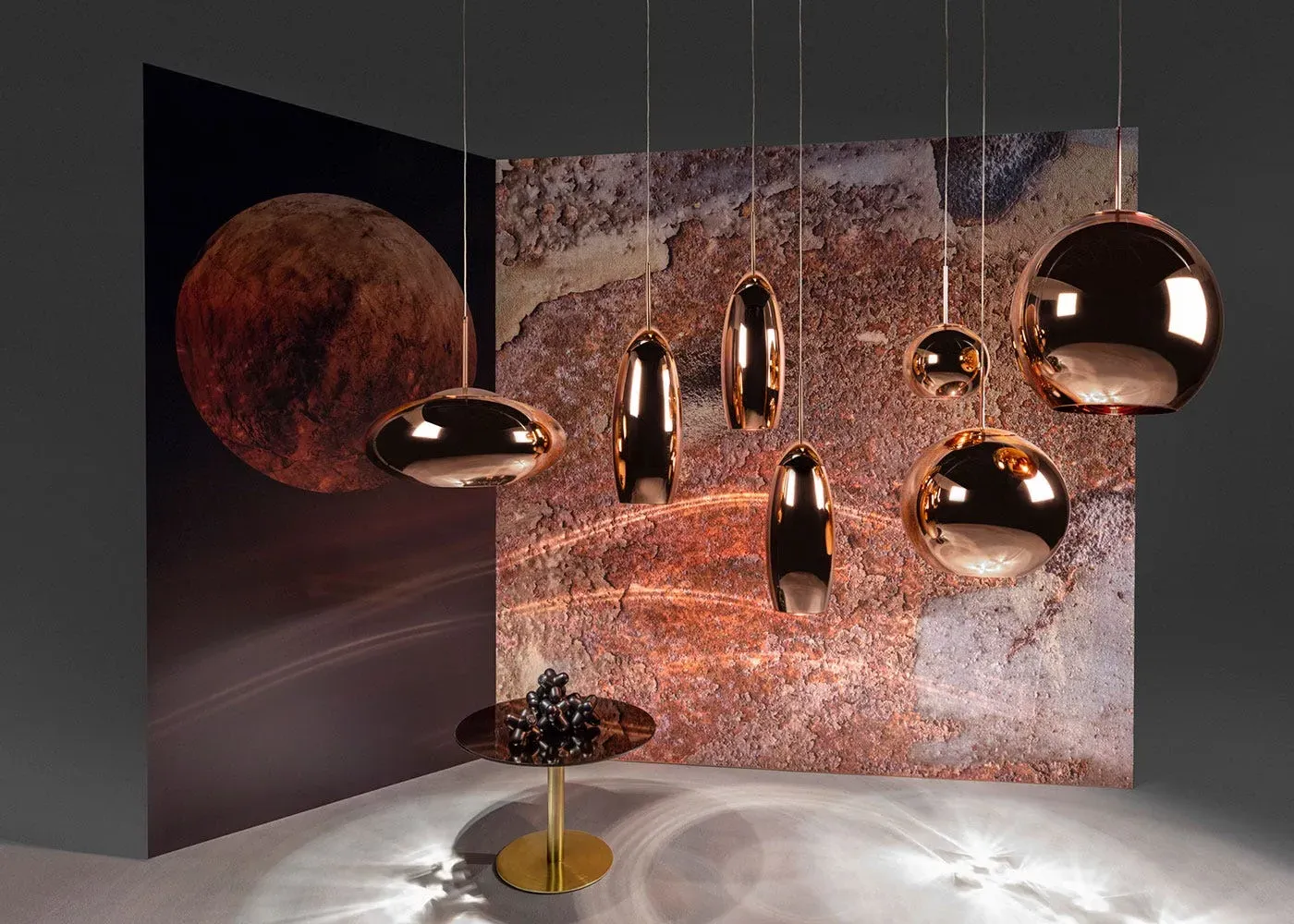 Large Round LED Pendant Light - Copper