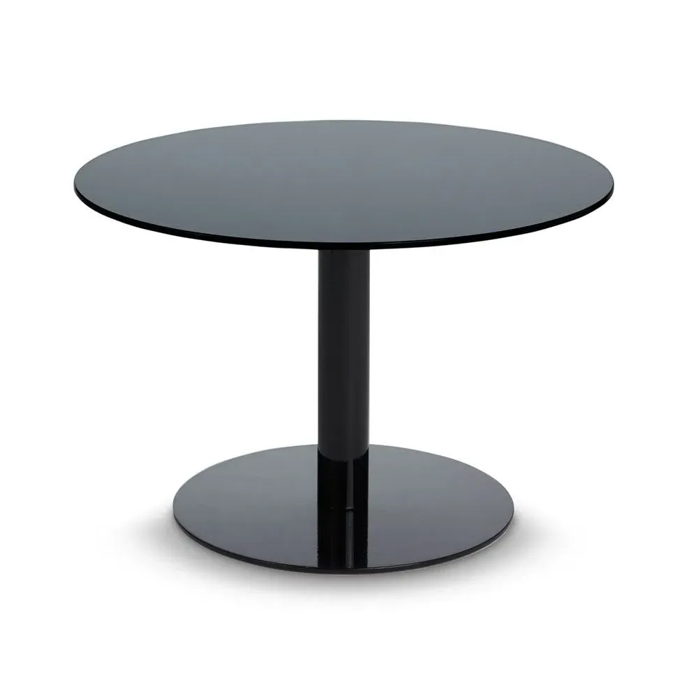 Round Side Table with Glass Top - Black, Brass