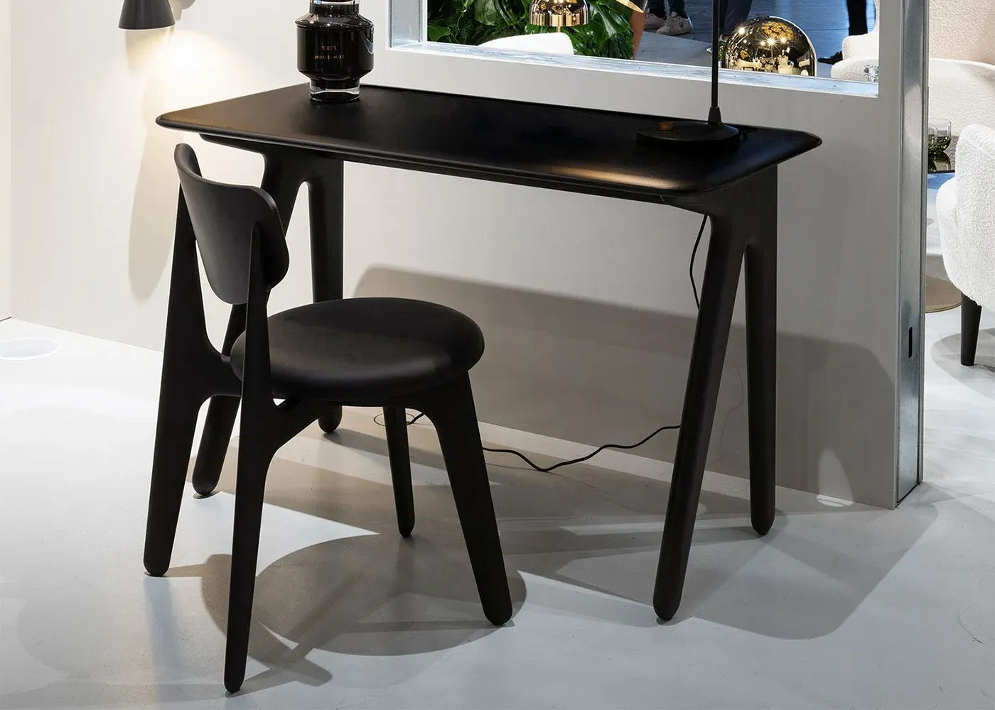 Slab Desk with Cable Management - Dark Wood, Oak