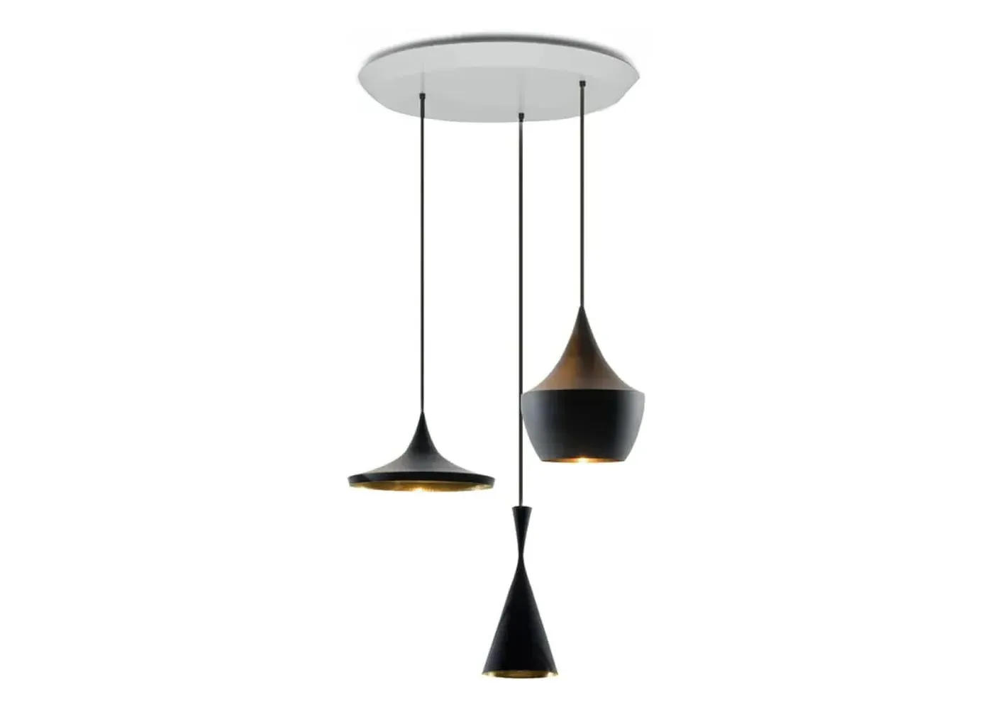 Trio Round Pendant Light System - Black, LED image