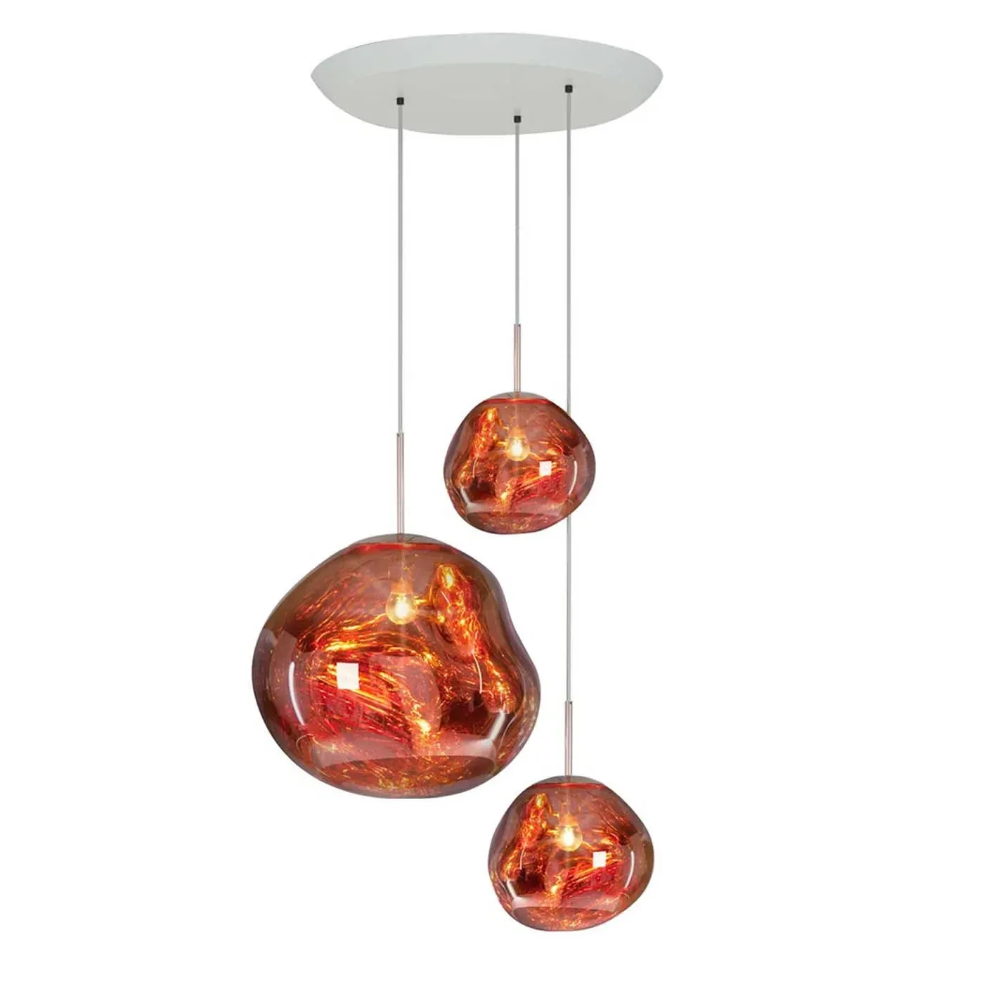 Trio Round Pendant System LED - Copper, Glass