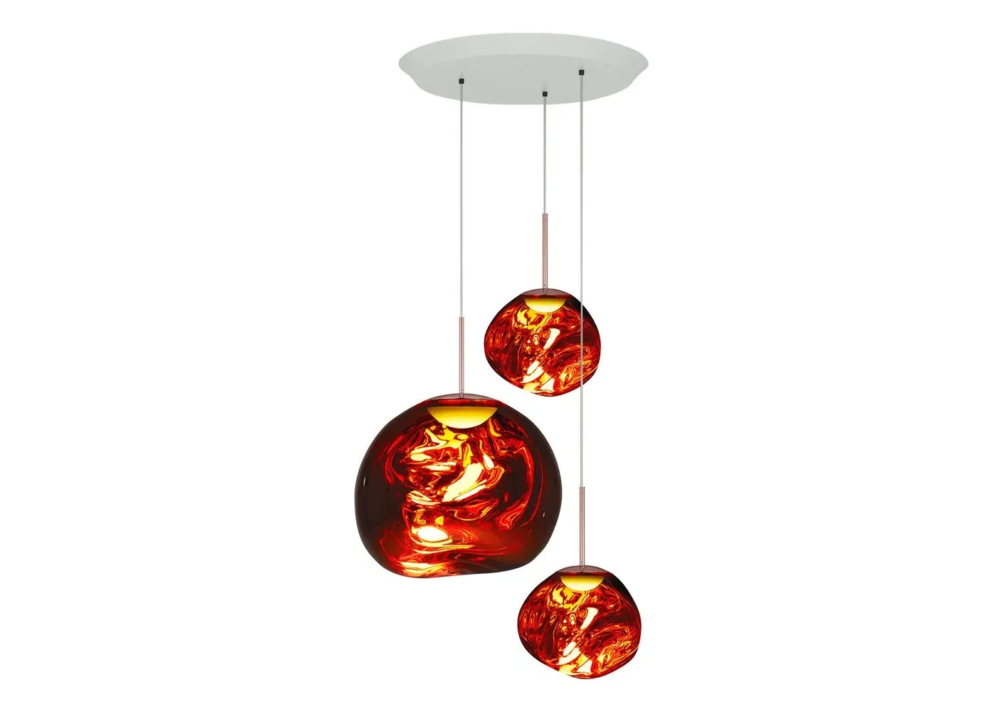 Trio Round Pendant System LED - Copper, Glass