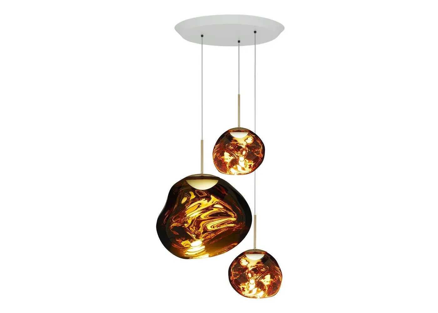 Trio Round Pendant System LED - Gold, Glass