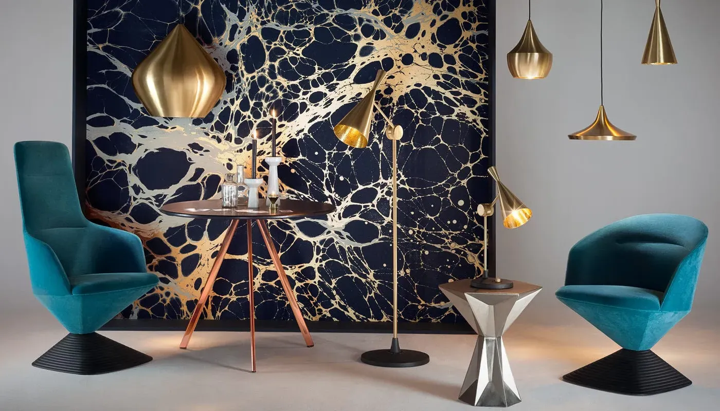 Wide LED Pendant Light - Black, Brass