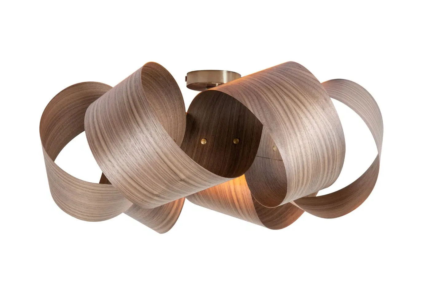 Flush Ceiling Light with Drift Design - Walnut