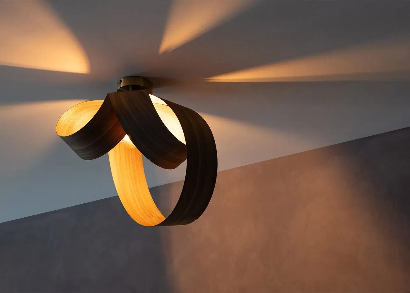 Flush Ceiling Pendant Light - Walnut
