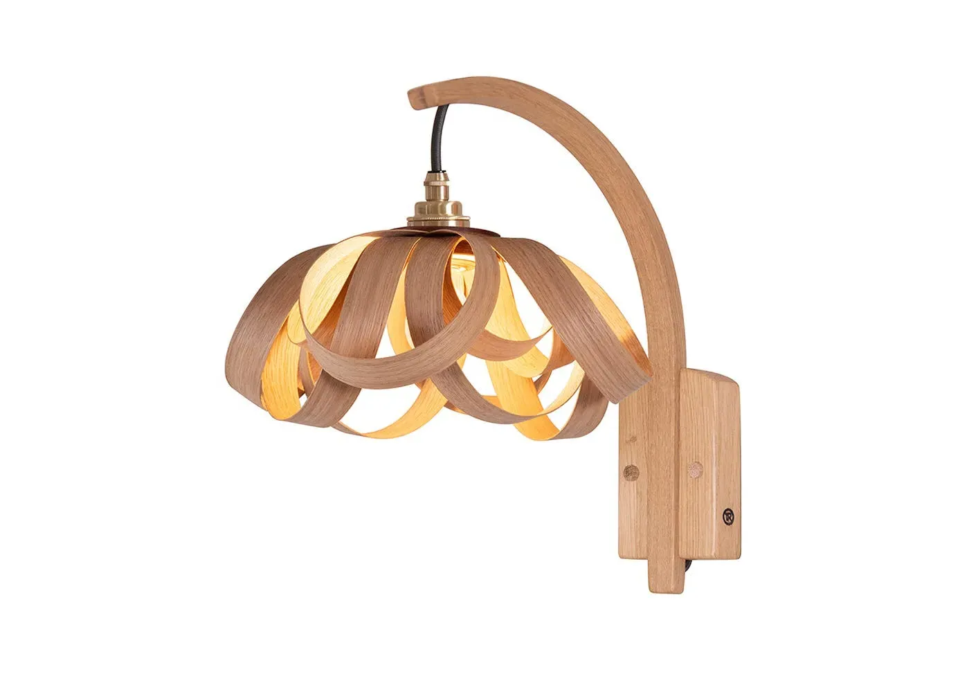 Small Wall Light with Switch - Light Wood, Oak