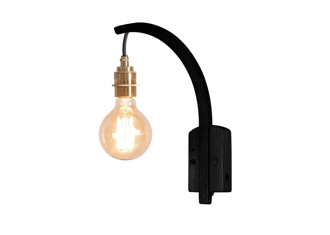 Wall Light with Plug Switch - Black, Wood