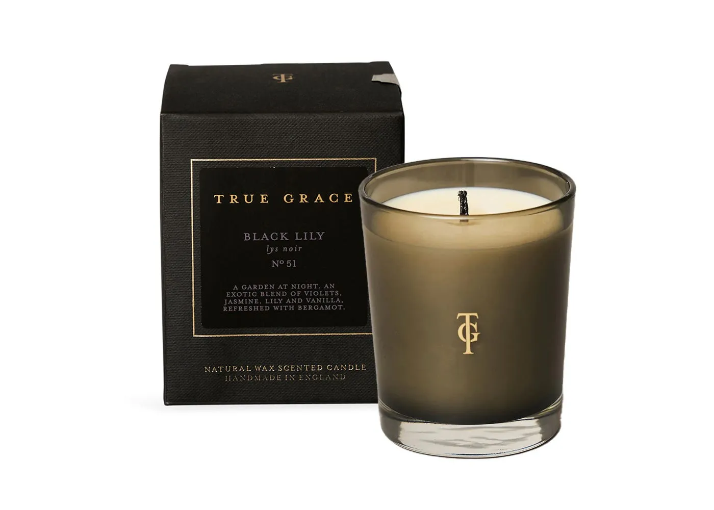 Glass Candle Black Lily Scent - Purple image