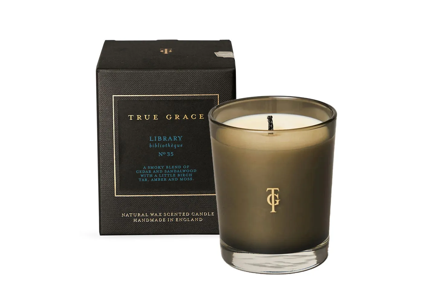 Glass Candle Manor Library Scent - Blue image