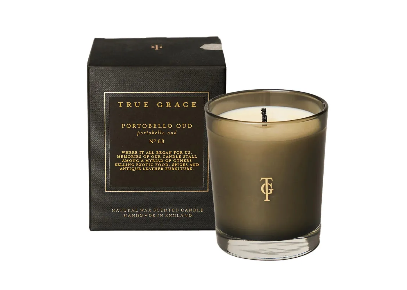 Patterned Glass Candle - Brown, Natural Wax image