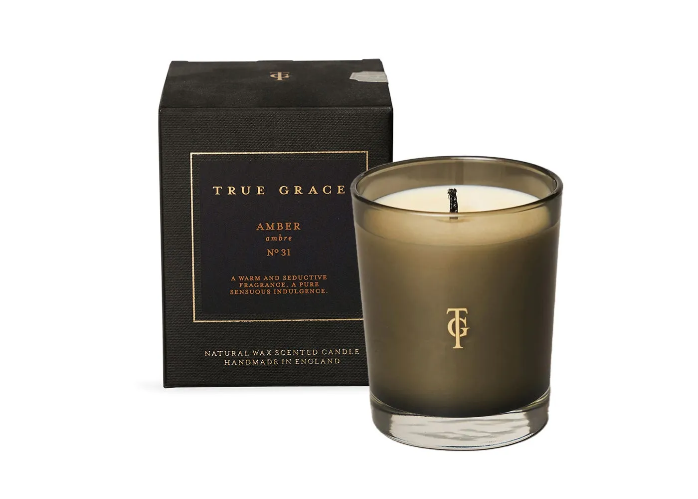Scented Glass Candle - Amber, Natural Wax image