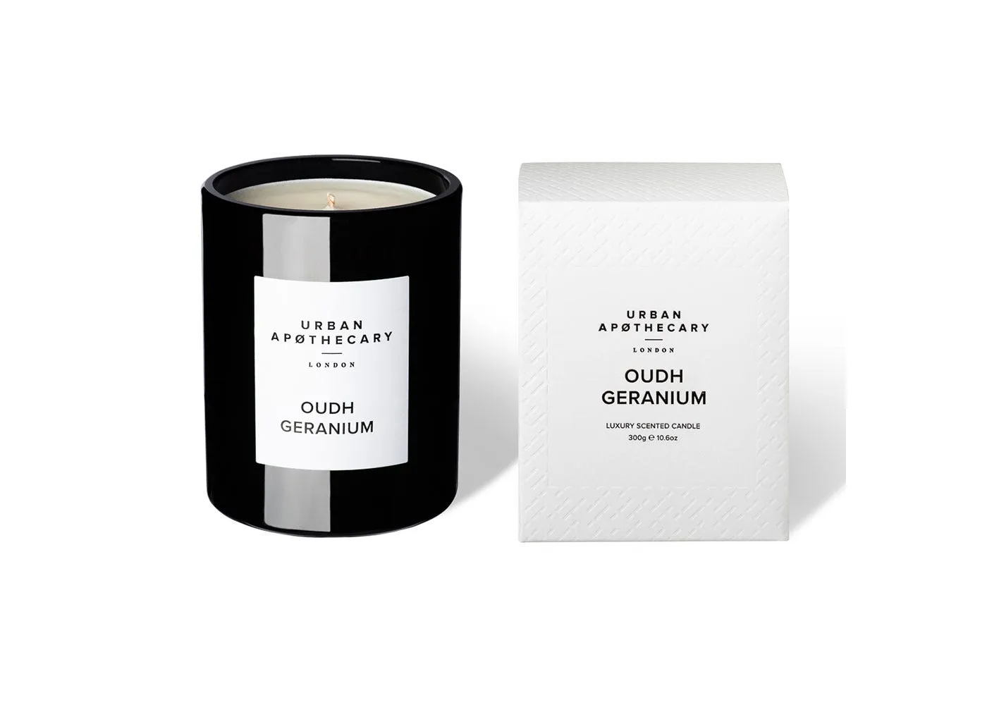 Scented Glass Candle - Black, Oudh Geranium image