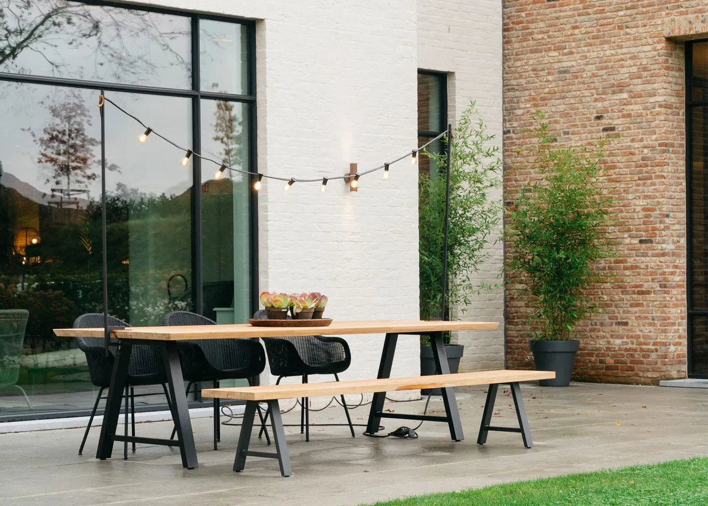 Large Outdoor Dining Table - Light Wood, Teak