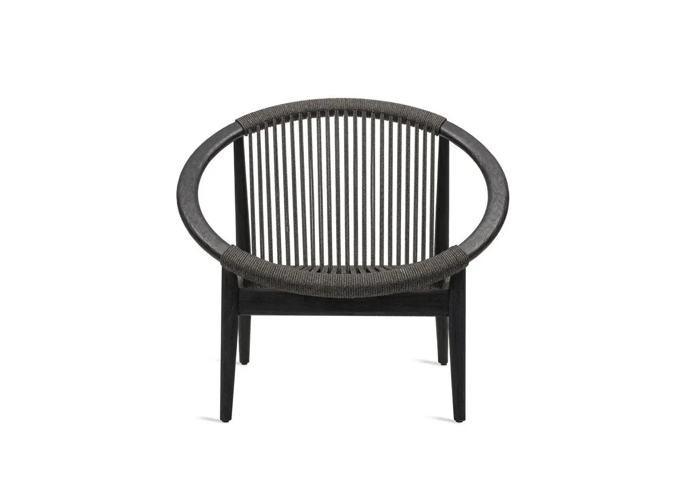 Lounge Chair with Teak Frame - Black, Wood