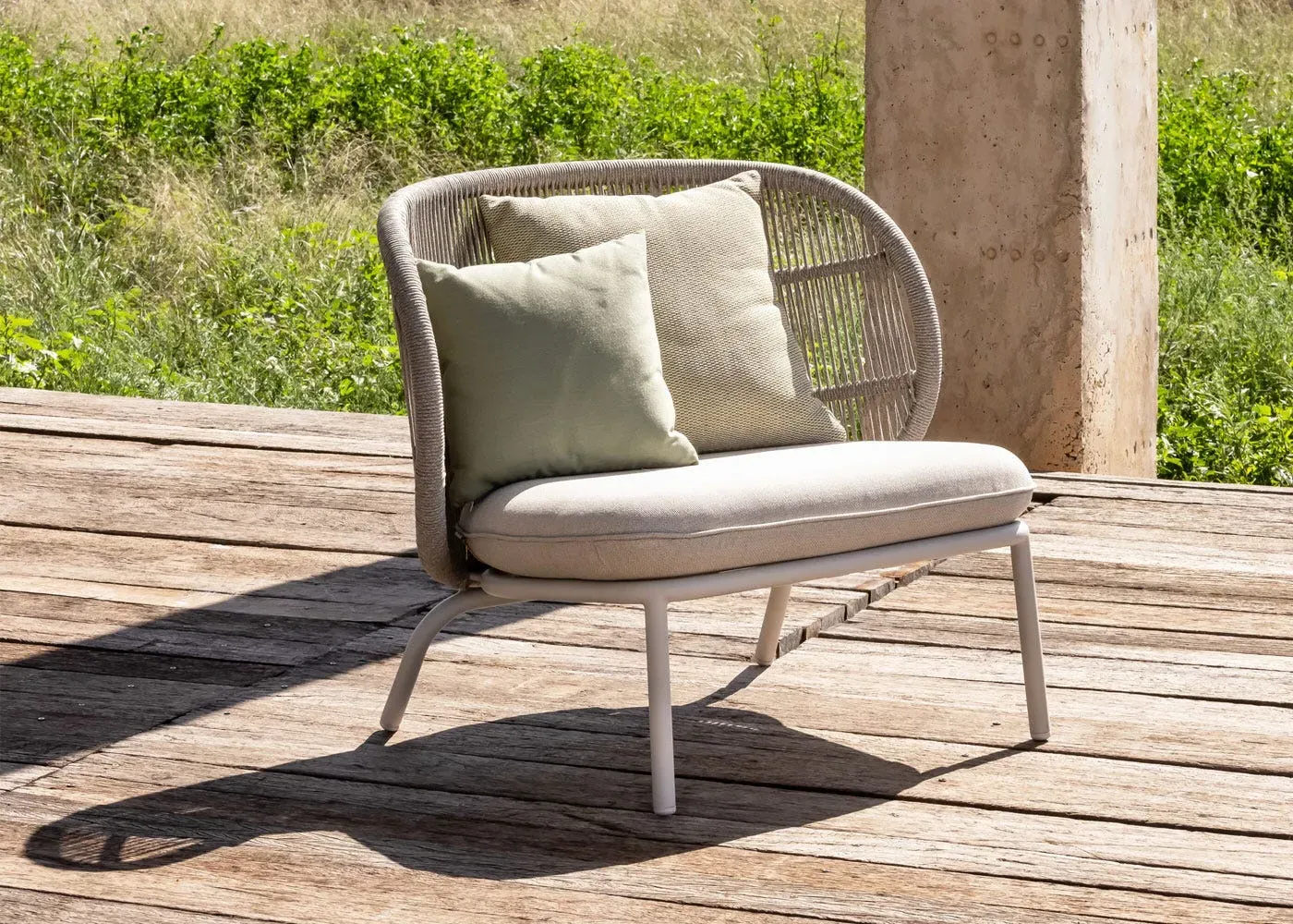 Outdoor Lounge Chair with Cushions - Cream