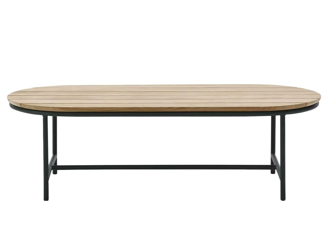 Oval Coffee Table with Brushed Frame - Natural, Teak image