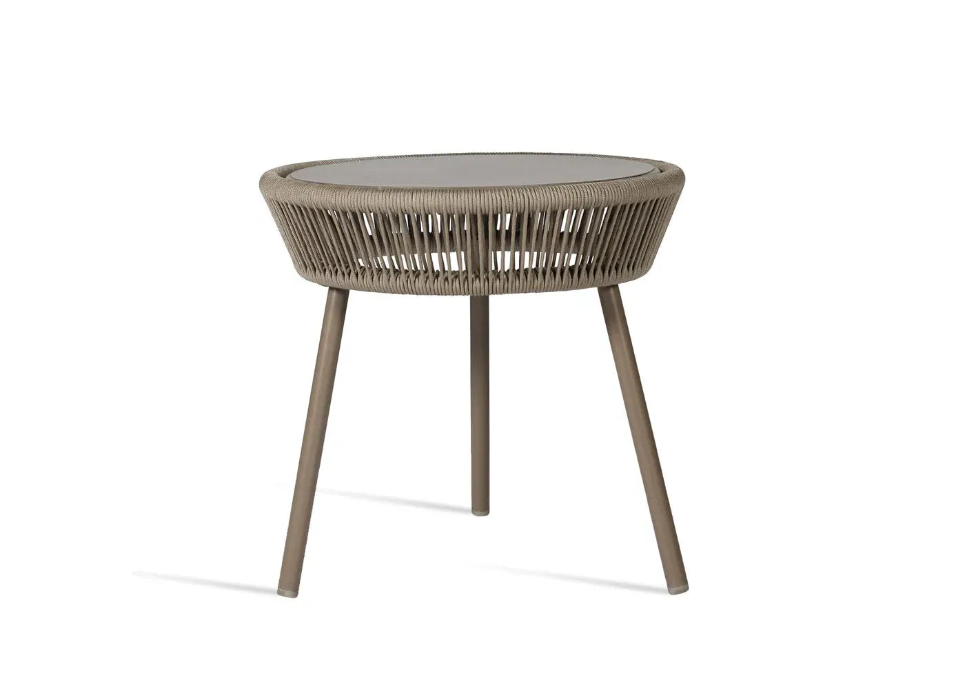Round Side Table Outdoor - Taupe, Rope