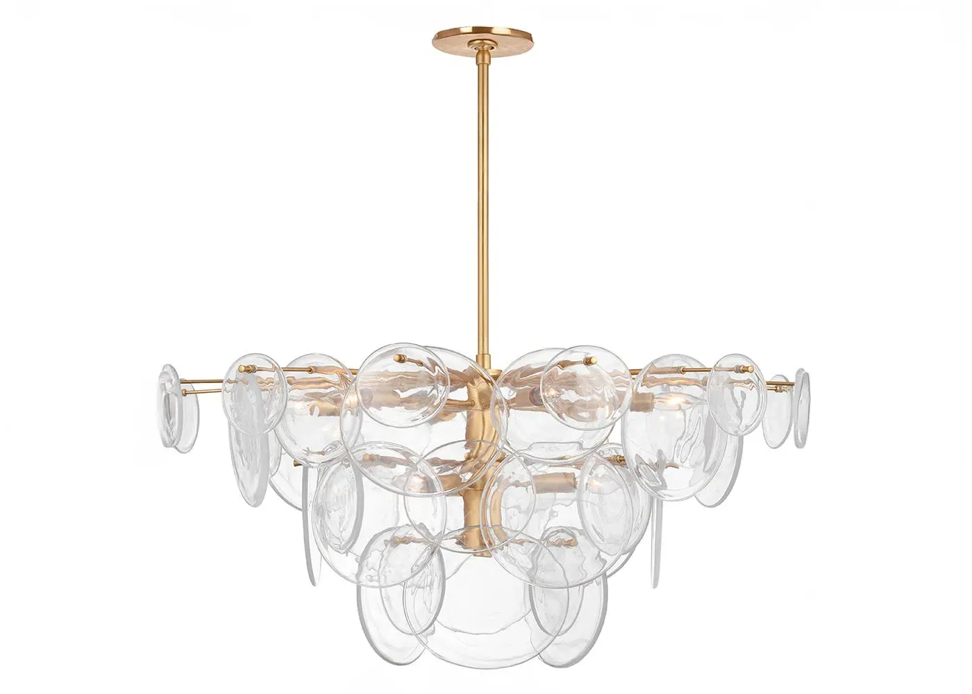 Large Chandelier with Strie Glass - Clear, Metal image