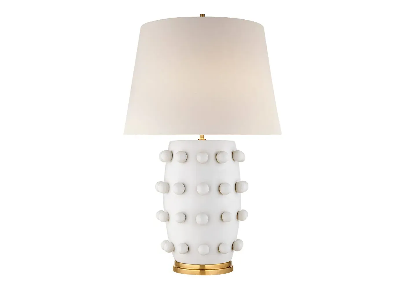 Medium Table Lamp with Linen Shade - White image