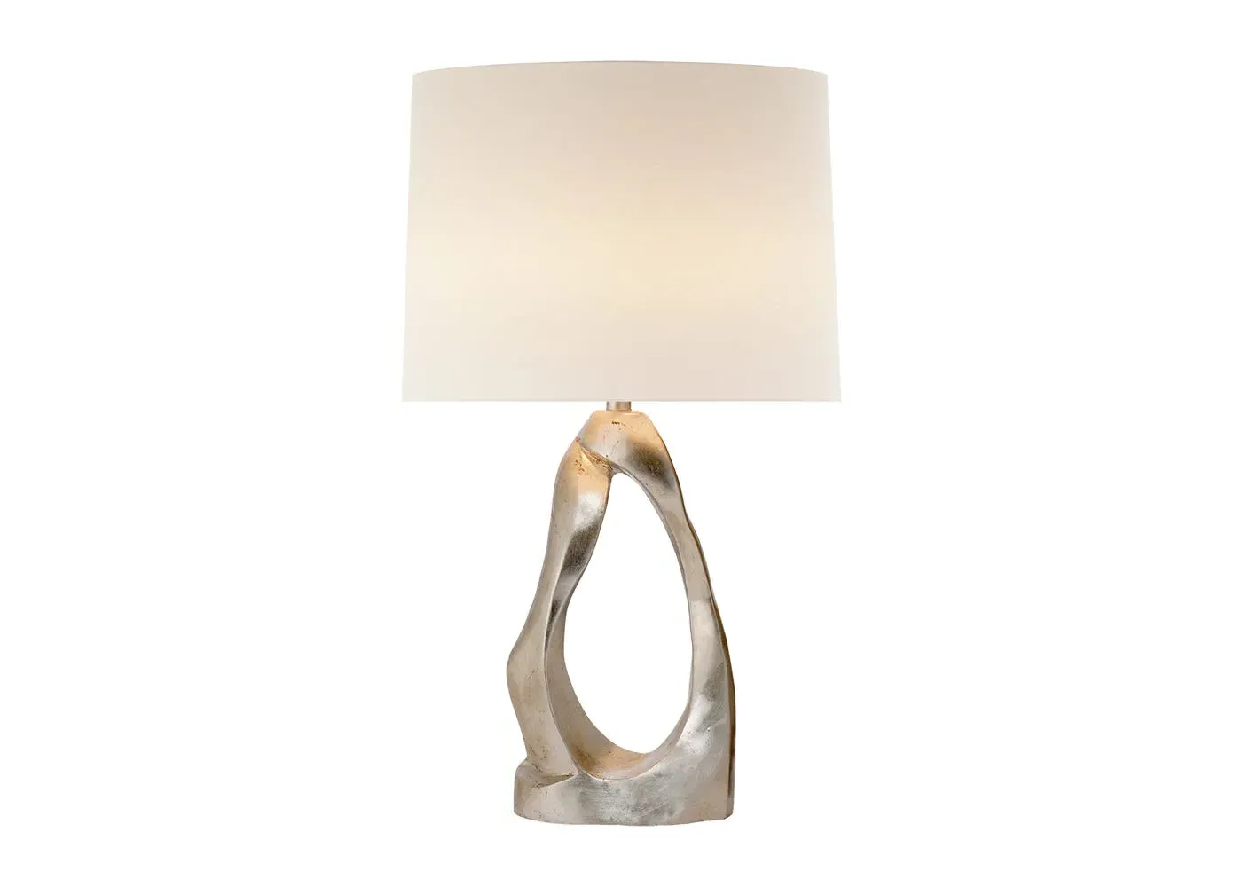 Table Lamp with Linen Shade - Silver, Metal image