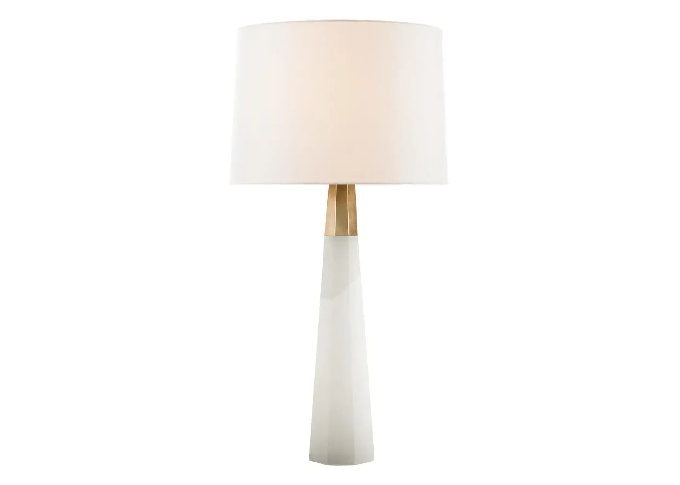 Table Lamp with Linen Shade - White, Alabaster image
