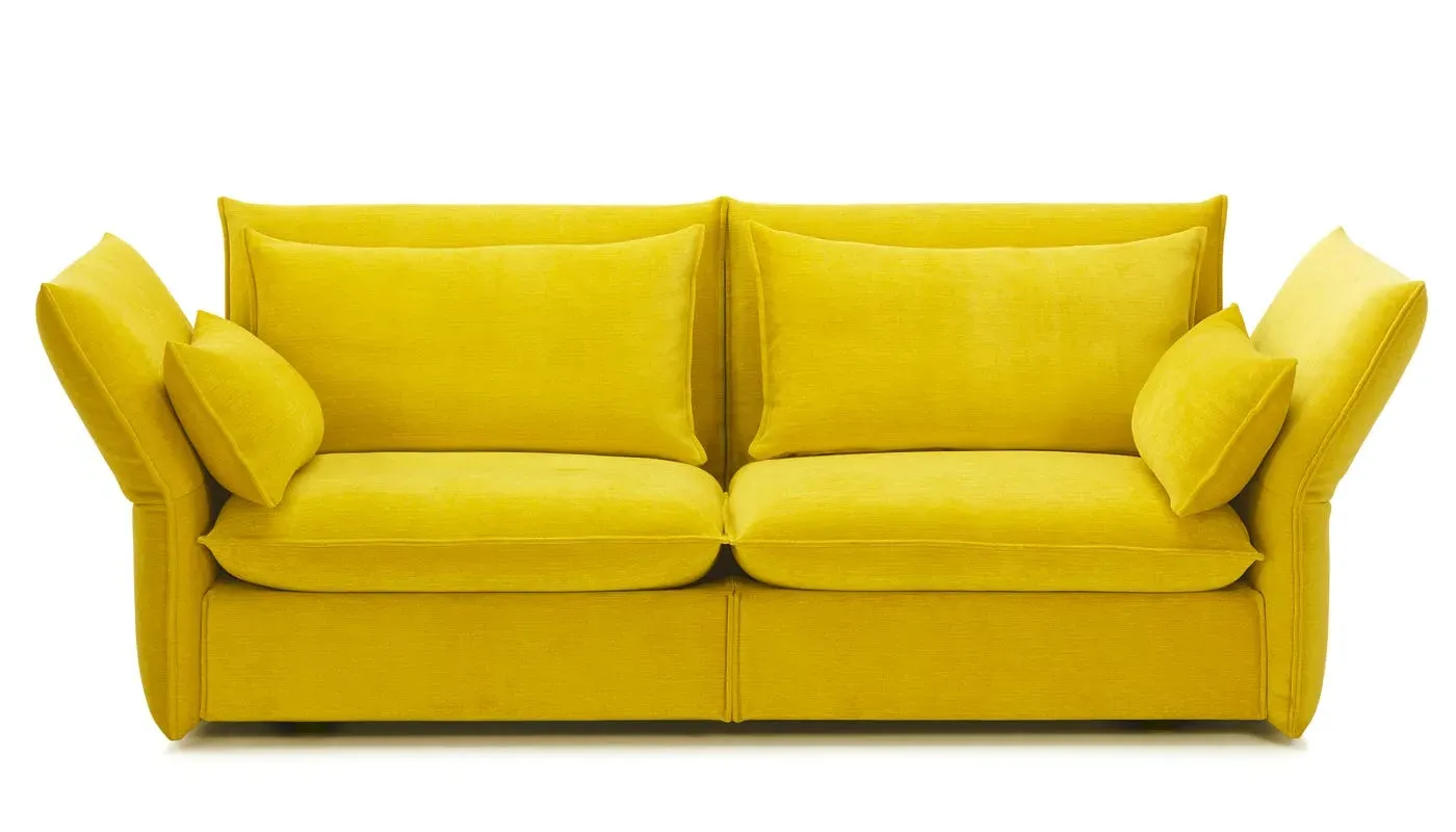 2.5-Seater Sofa with Adjustable Backrest - Yellow