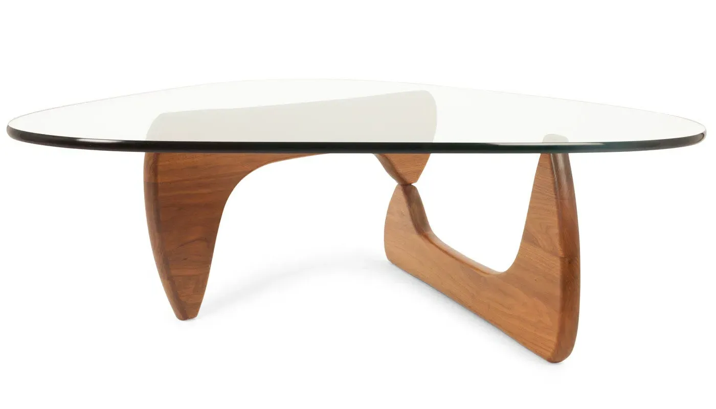 Coffee Table with Glass Top - Walnut Wood