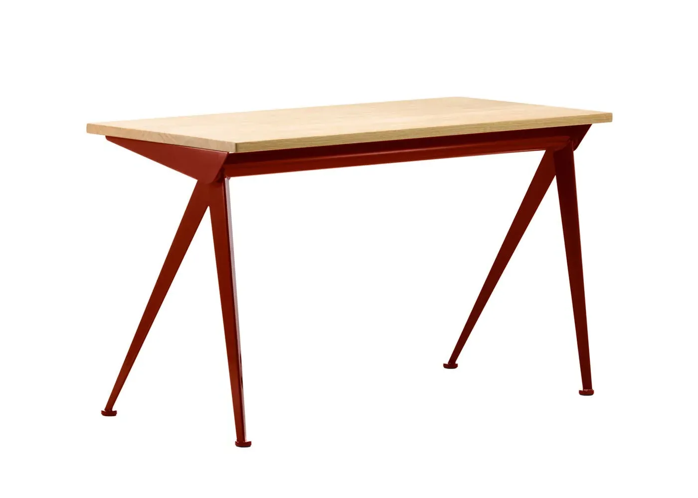 Compact Desk with Splayed Legs - Red, Wood