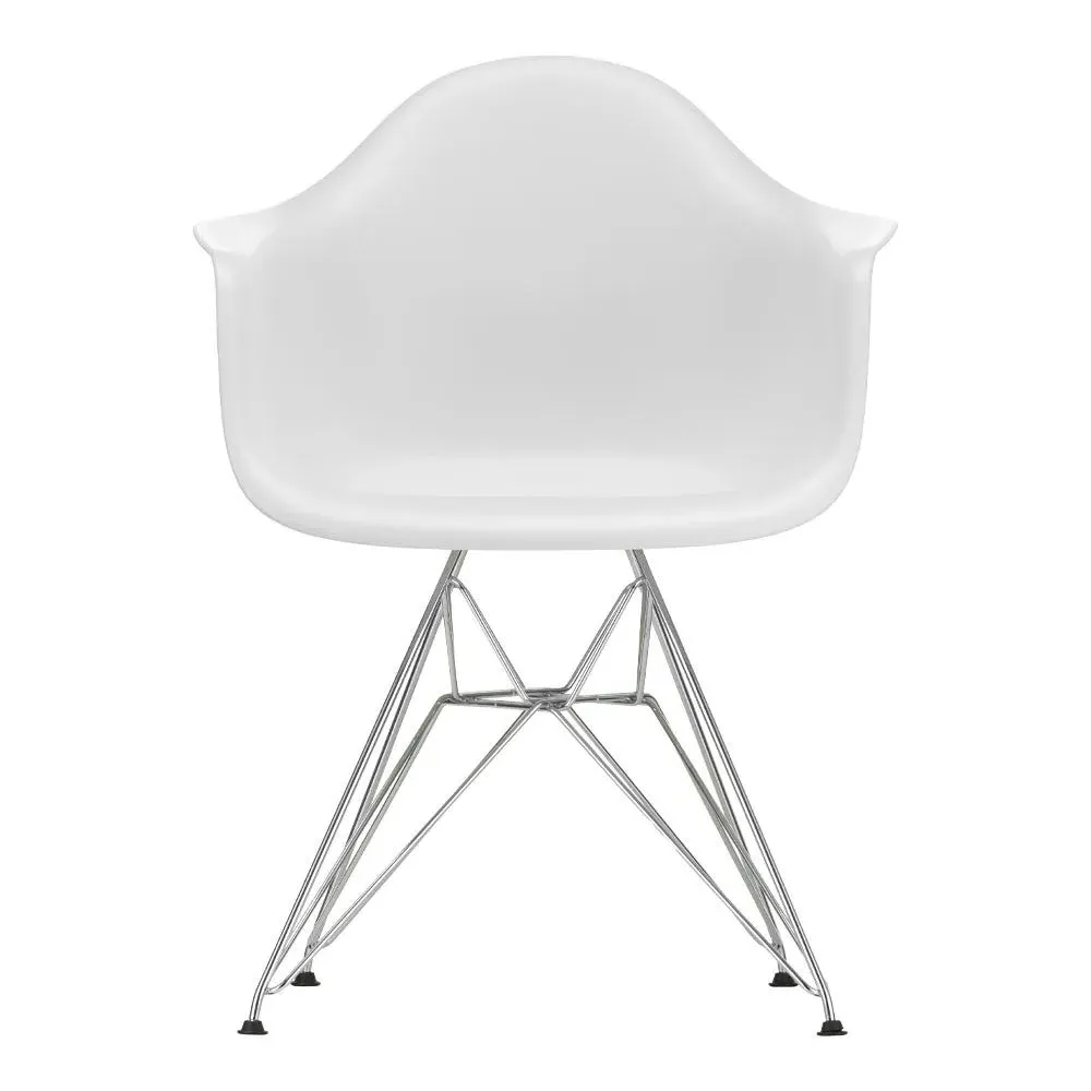 DAR Armchair with Chrome Base - White