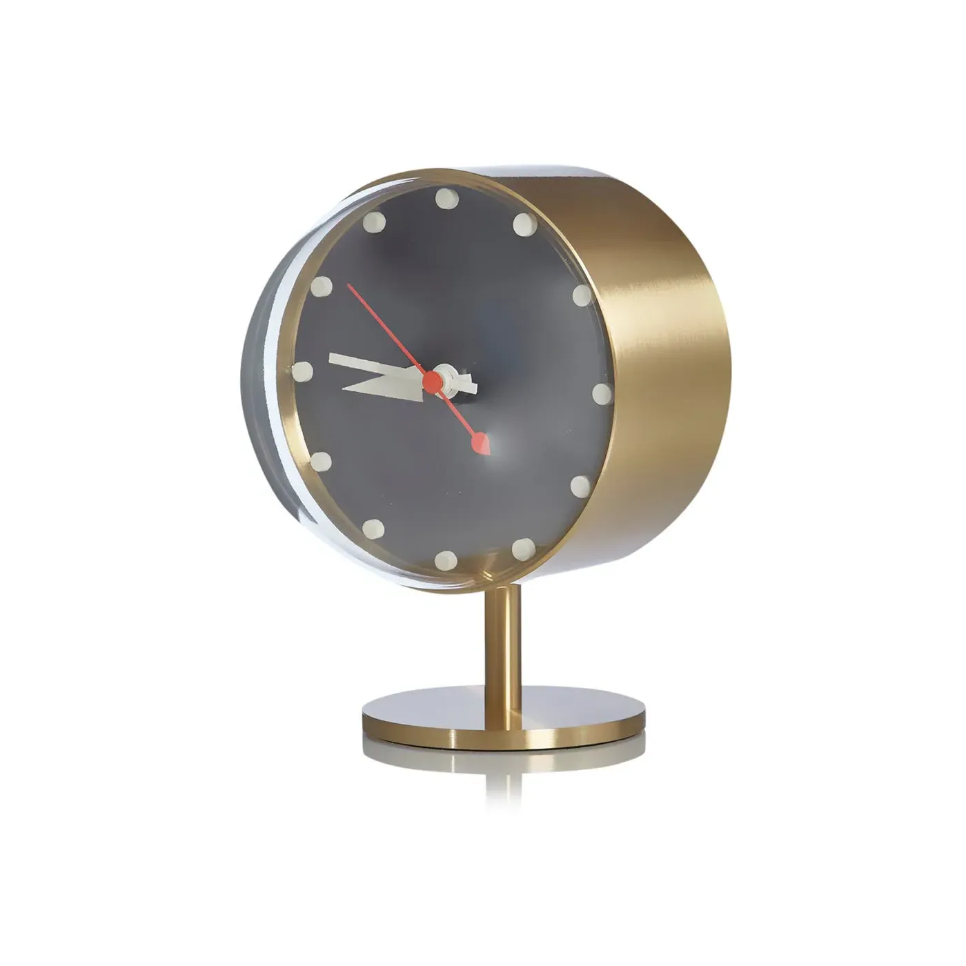 Desk Clock with Domed Face - Black, Brass image