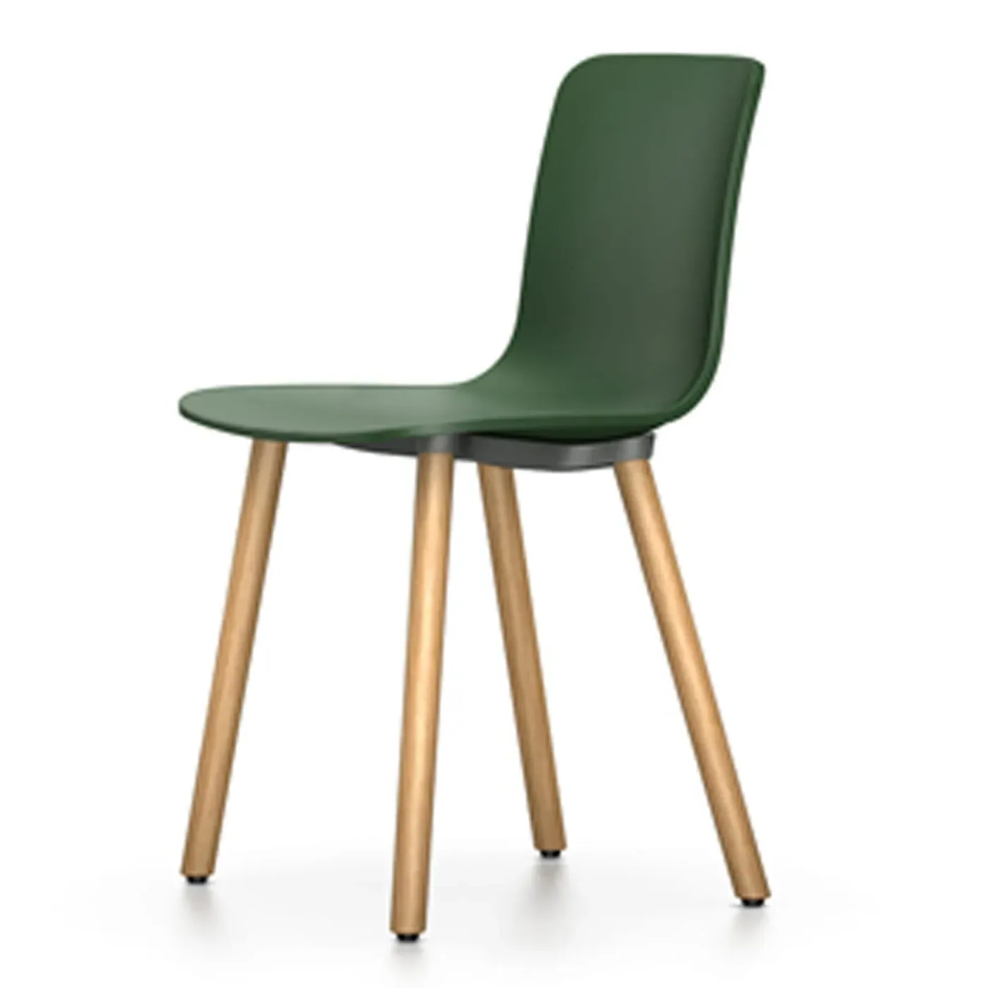 Dining Chair with Oak Legs - Green, Wood