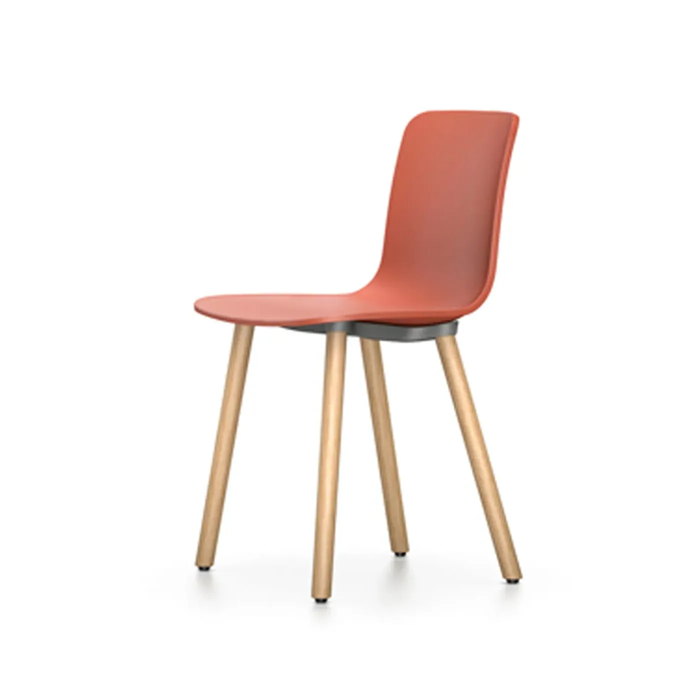 Dining Chair with Oak Legs - Red, Wood